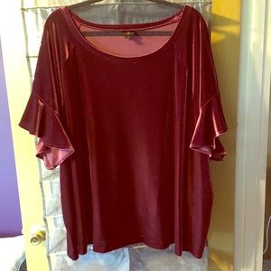 Velvet cap sleeve top
